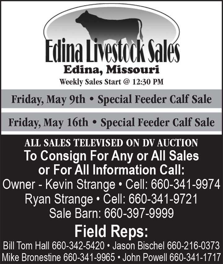 Edina Livestock Sales 5/9 & 5/16