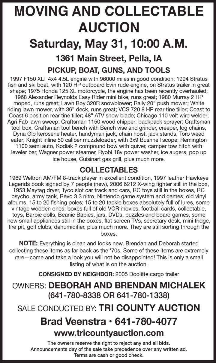 Tri-County Auction Co 5/31